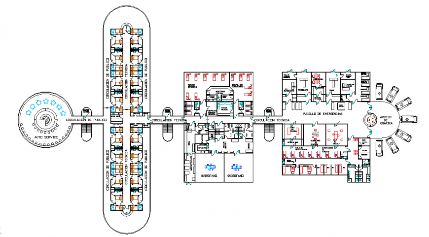 Hospital Floor Lay-out detail in Autocad File