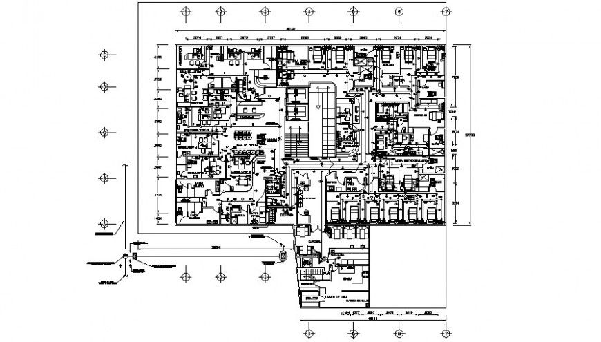 hospital floor layout plan with furniture detail cad file