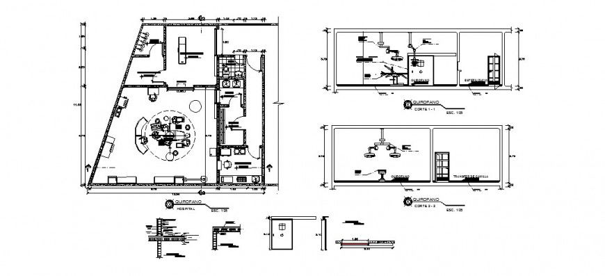 Hospital floor plan and structure cad drawing details dwg file