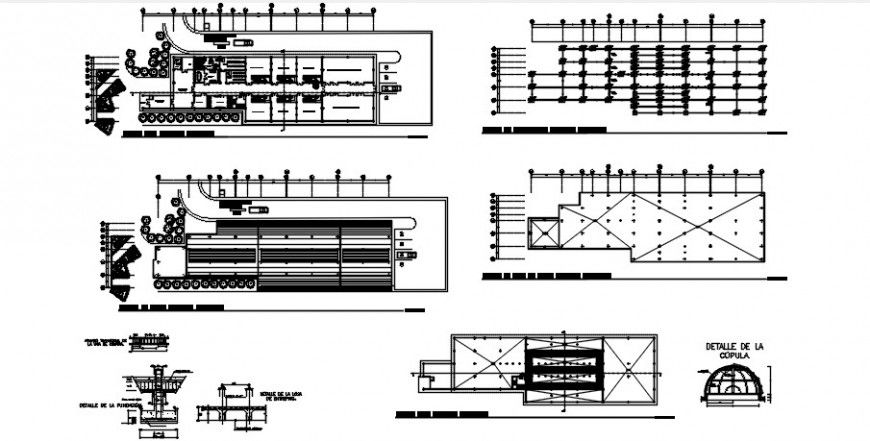 Hospital floor plan distribution, foundation and structure plan details dwg file
