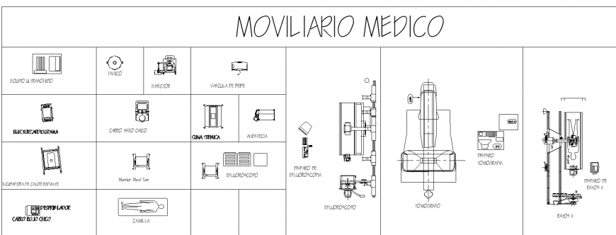 Hospital furniture block detail drawing in dwg file.