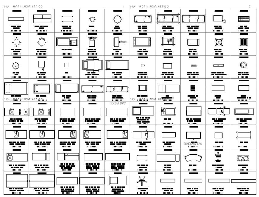 Hospital furniture block drawing in dwg file.