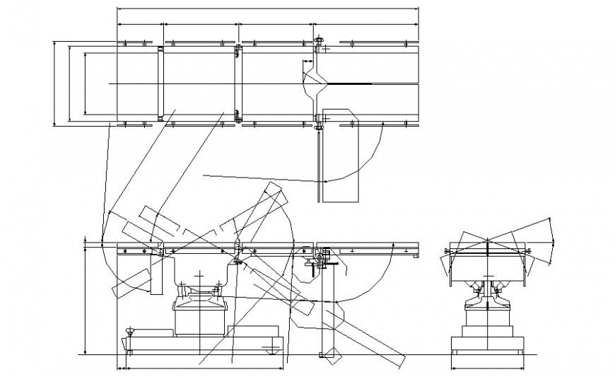 Hospital furniture blocks of stretcher bed detail drawing in autocad