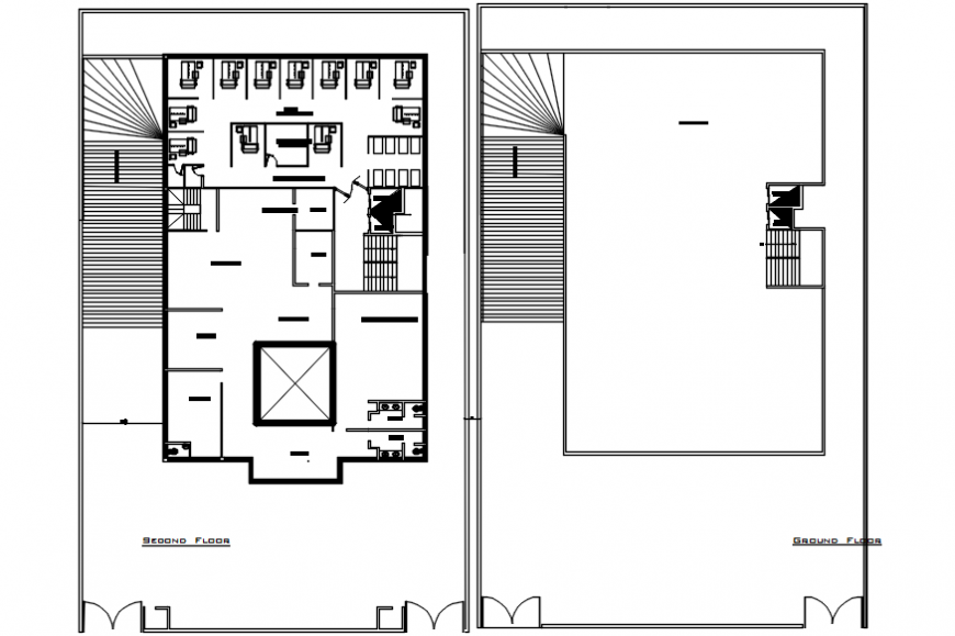 Hospital ground floor layout plan with terrace cad drawing details dwg file