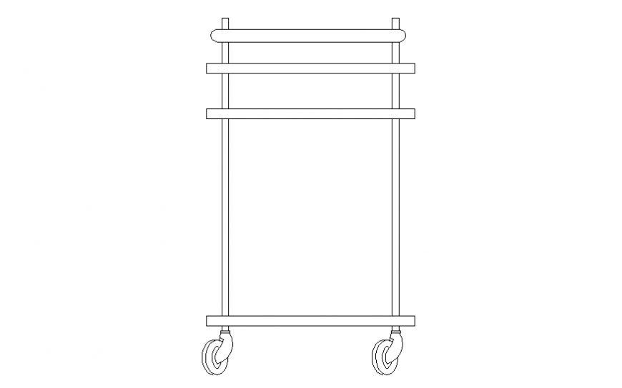 Hospital medical trolley front elevation cad block details dwg file