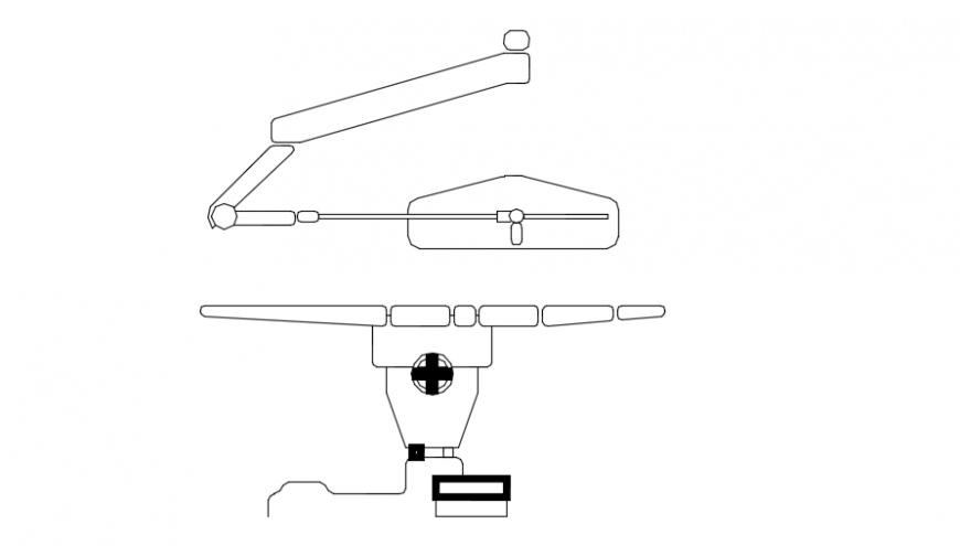 Hospital moveable light front view detail dwg file