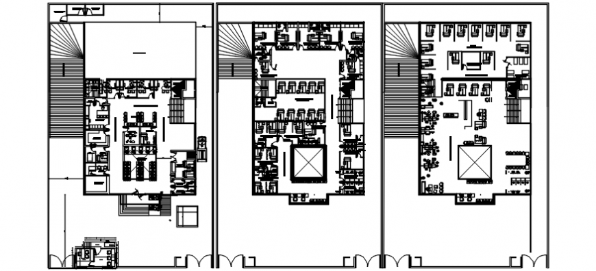 Hospital multi-story building floor plan distribution cad drawing details dwg file