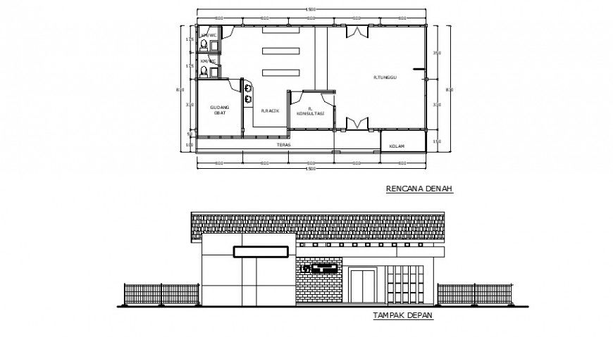 Hospital pharmacy plan and elevation in auto cad software