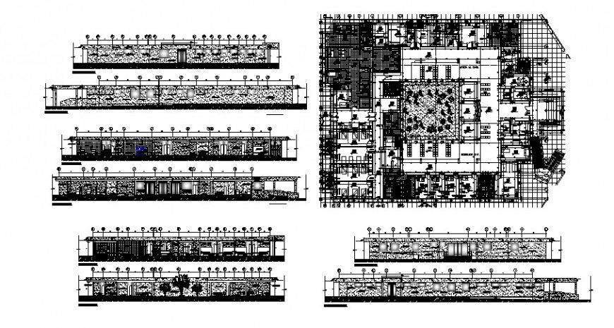 Hospital plan and elevation in auto cad file