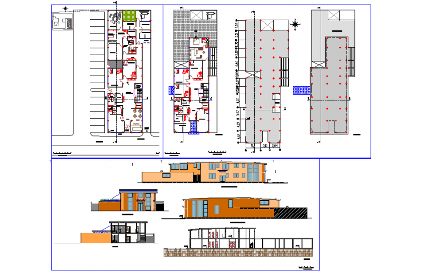 Hospital Plan Lay-out & all side elevation design