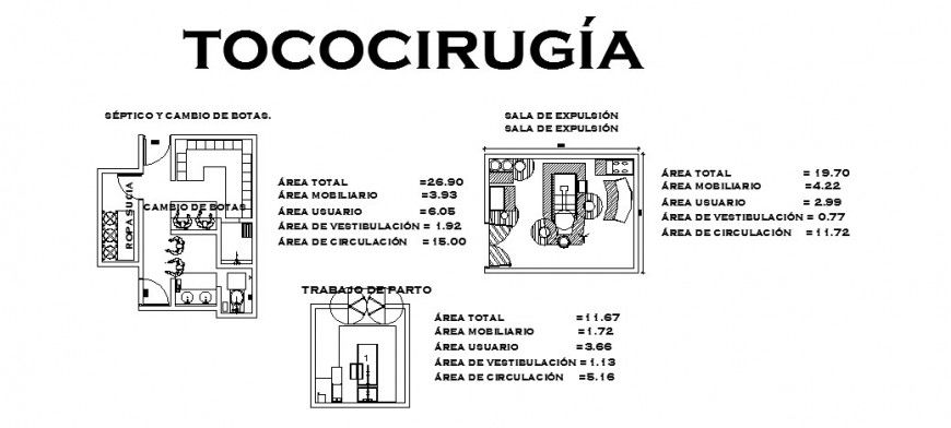 Hospital rooms detail drawing in dwg AutoCAD file.