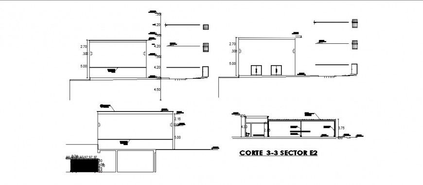 Hospital sectional elevation working detail drawing in dwg AutoCAD file.