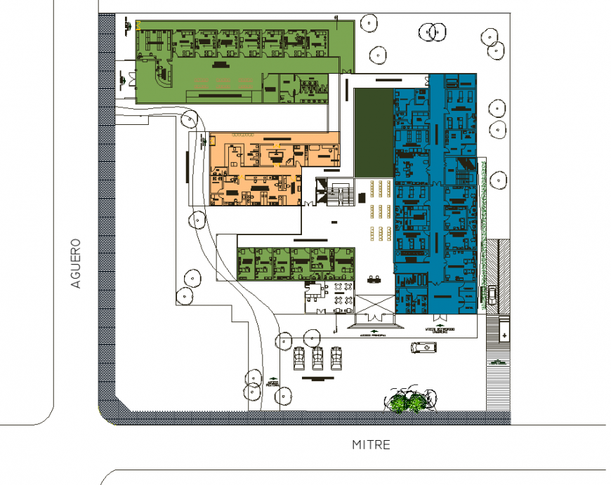 Hospital site layout drawing in dwg file.