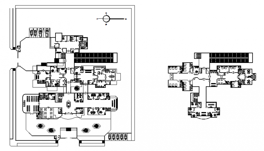 Hospital site plan and floor plan drawing dwg file.
