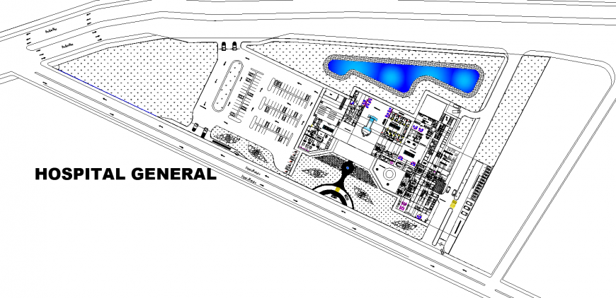 Hospital top layout plan in dwg AutoCAD file.