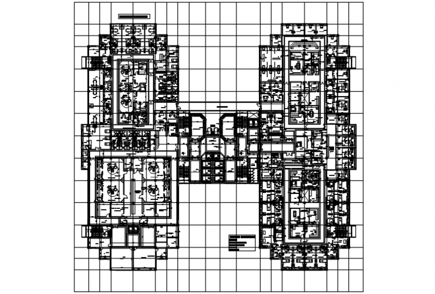 Hospital top view layout plan 2d files complete view