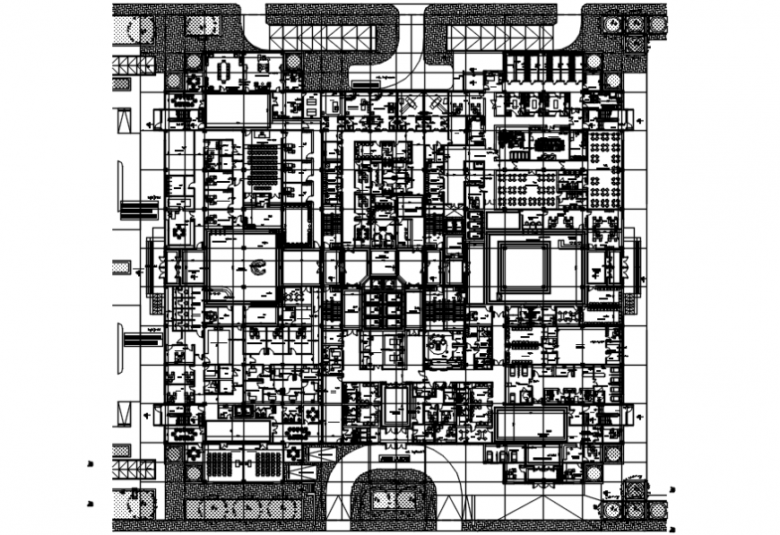 Hospital top view layout with landscape detail