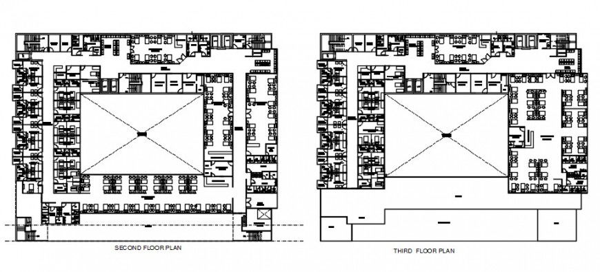 Hospital top view multi floor plan