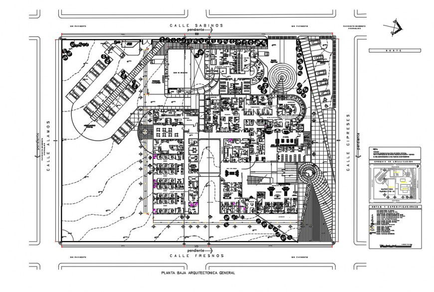 Hospital with 34 beds architecture layout plan details dwg file