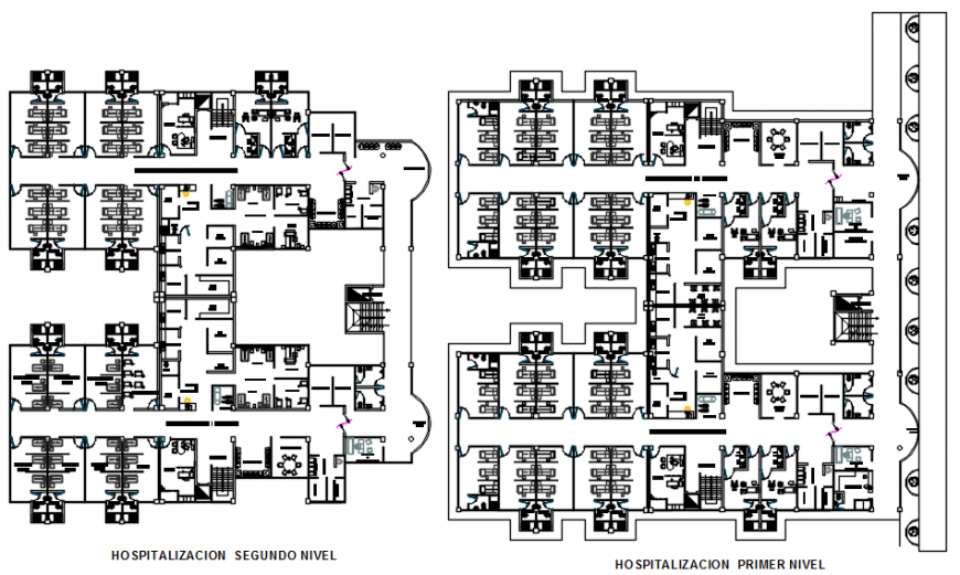 Hospitalization floor plan with home in auto cad