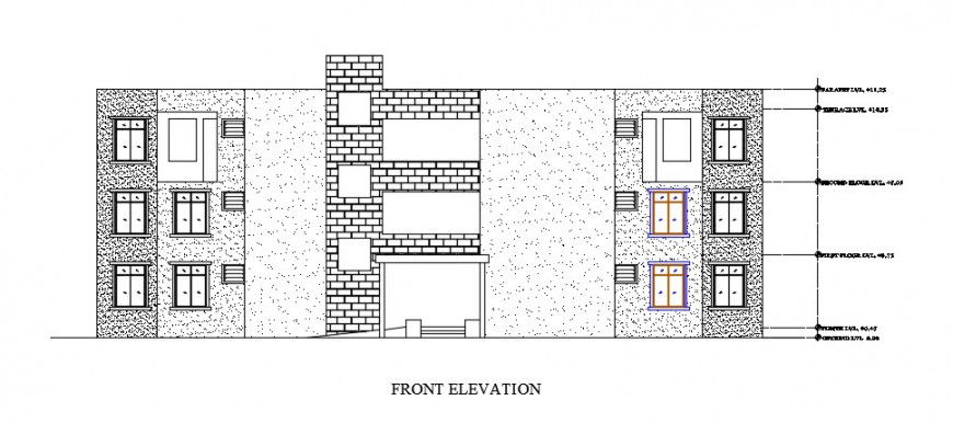 hostel front elevation design building drawing cad file