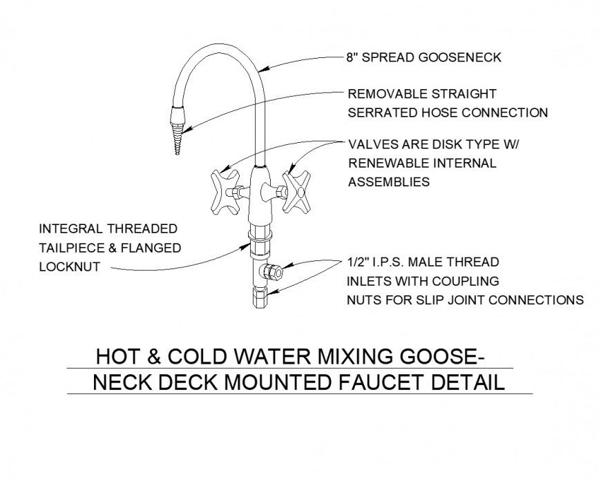 Hot & Cold Water Mixing Gooseneck Faucet Detail