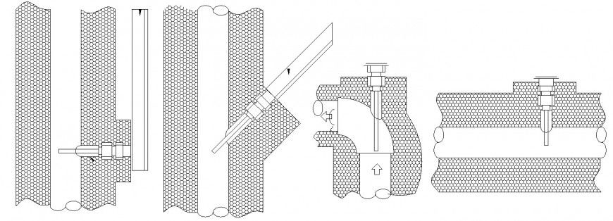 Hot water gas installation pipe drawing details dwg file