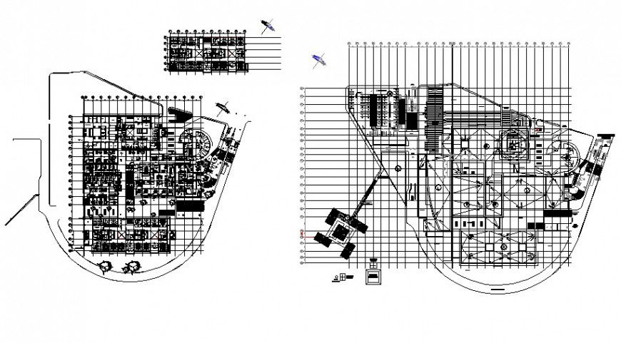 Hot water line installation plan for hospital in auto cad software