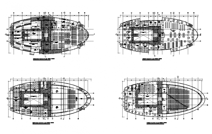 Hotel building detail plan layout 2d view autoacd file