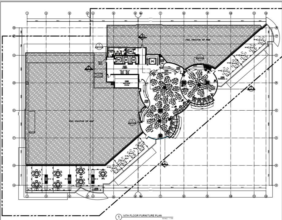 hotel plan form and dividing different zones of dining area as per space and view