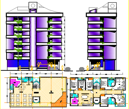 hotel seven floors dwg file