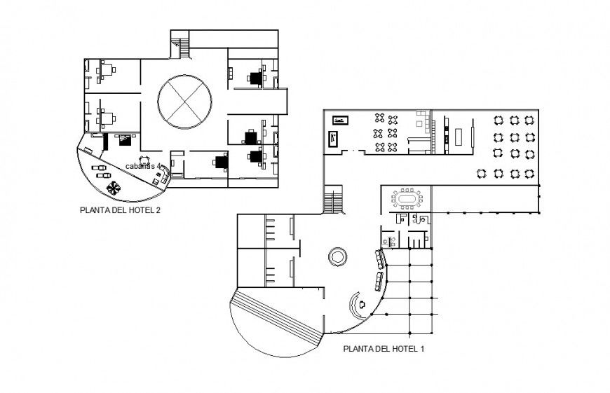 Hotel 1 and hotel 2 layout plan cad drawing details dwg file