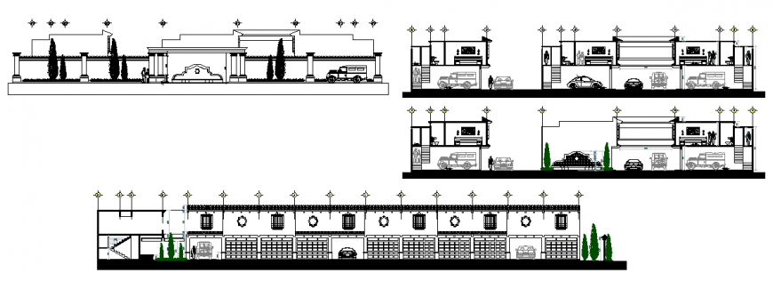 Hotel and banquet hall detail elevation dwg file