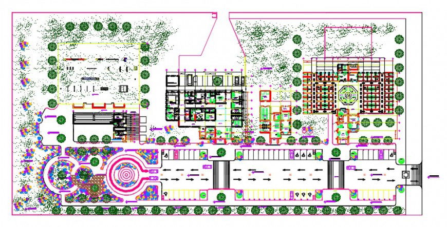 Hotel and resturant top view furniture detail plan dwg file