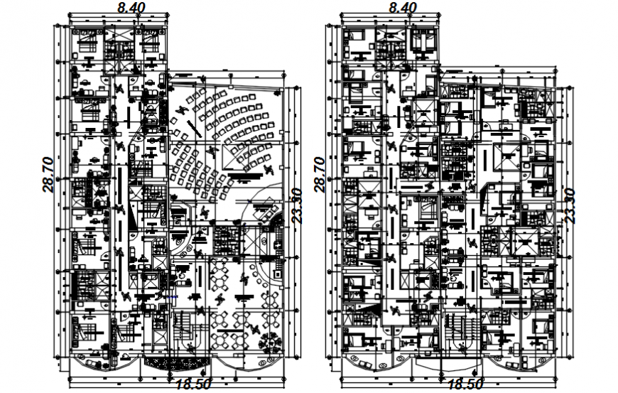 Hotel architecture plan drawings 2d view autocad software file