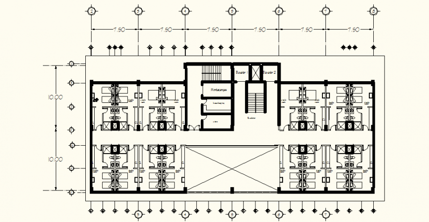 Hotel area plan with design of architect dwg file
