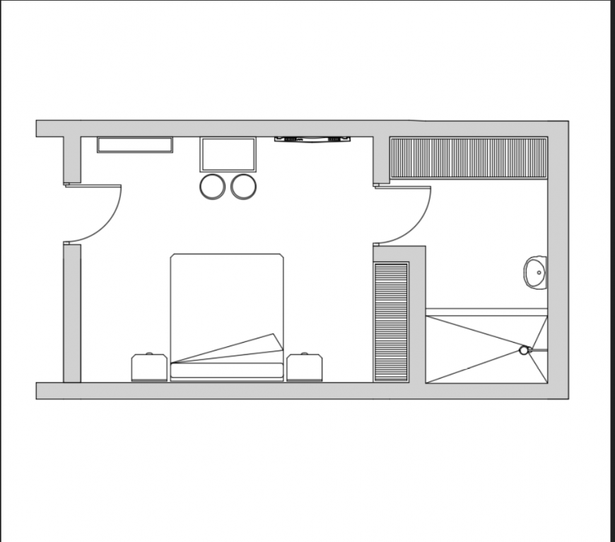 Hotel bedroom layout plan with interior details dwg file