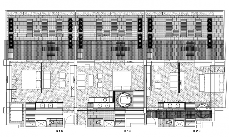 Hotel bedroom suit plan in auto cad