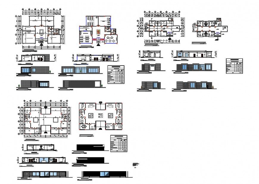 Hotel building all sided elevation, section, floor plan and auto-cad ...