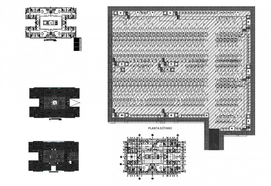 Hotel building and terrace plan detail 2d view autocad file