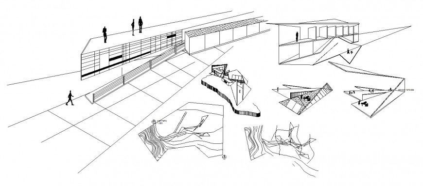 Hotel building areas isometric elevations and auto-cad drawing details dwg file