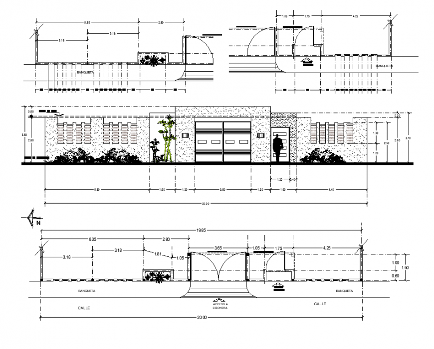 Hotel building detail elevation 2d view layout autocad file
