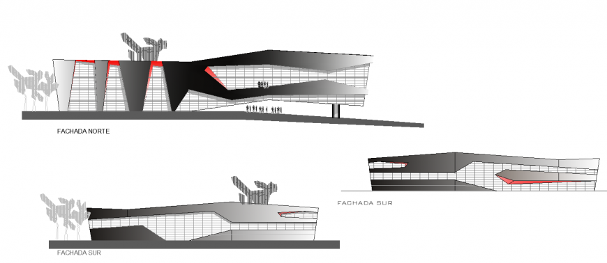 Hotel building detail elevation layout autocad file