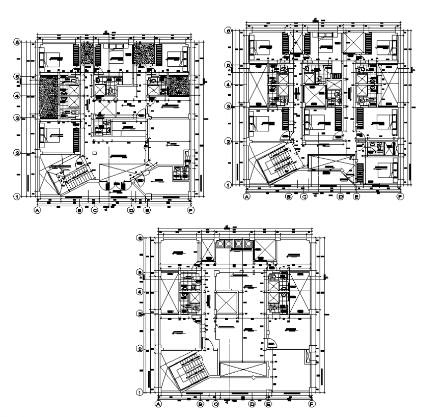 Hotel building detail plan layout autocad file