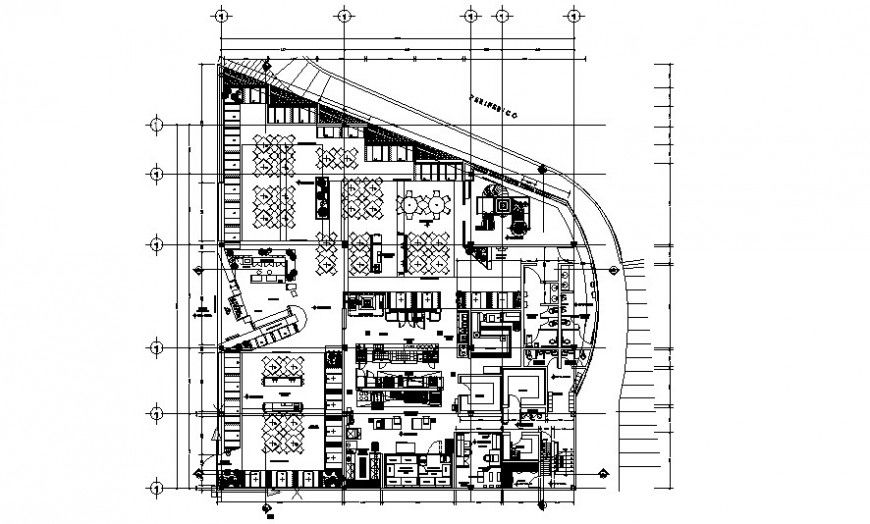 Hotel building floor plan 2d view drawing in autocad