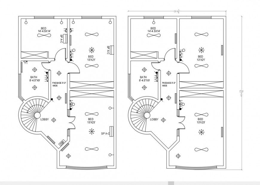Hotel building floor plan drawings 2d view dwg file