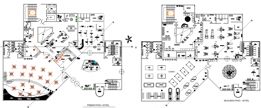 Hotel building layout plan drawing in dwg AutoCAD file.
