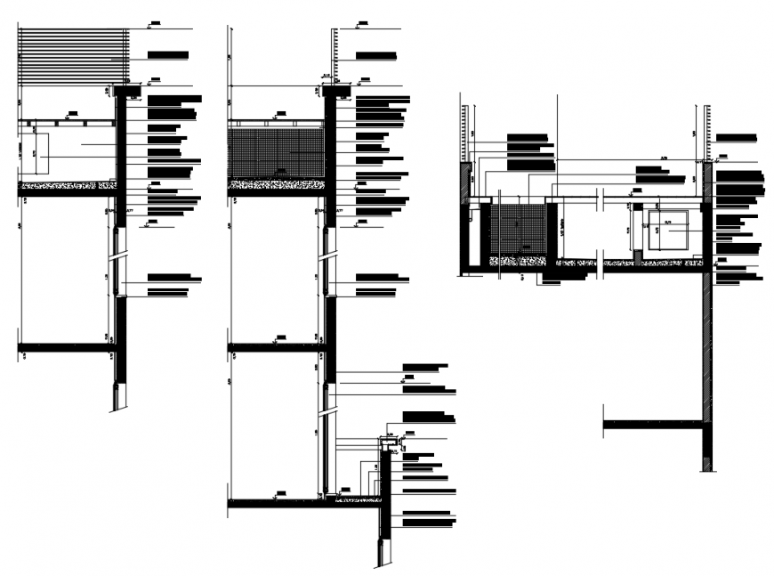 Hotel building section constructive terrace with swimming pool dwg file
