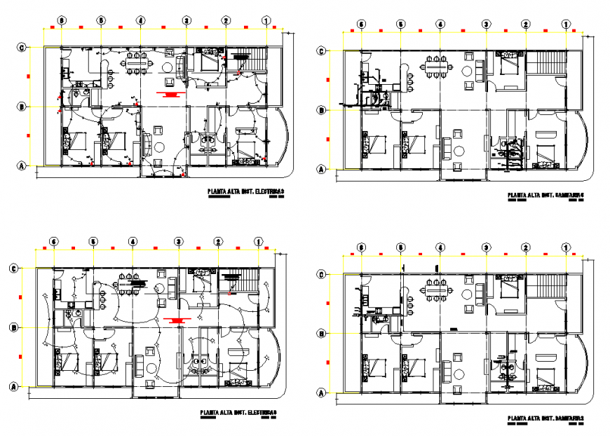 Hotel building structure detail elevation and plan view autocad file