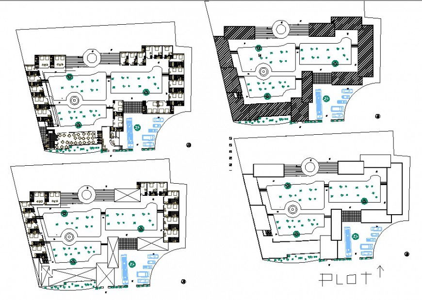 Hotel building structure detail plan 2d view CAD structural block layout autocad file